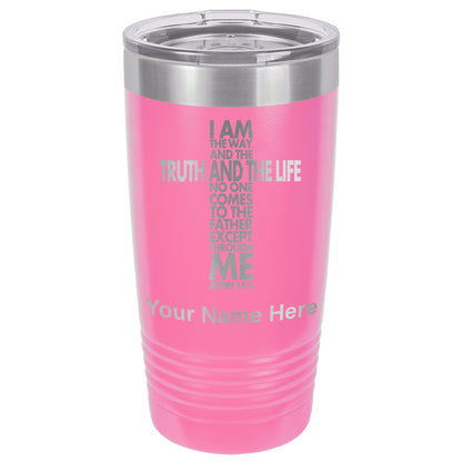 20oz Vacuum Insulated Tumbler Mug, Bible Verse John 14-6, Personalized Engraving Included
