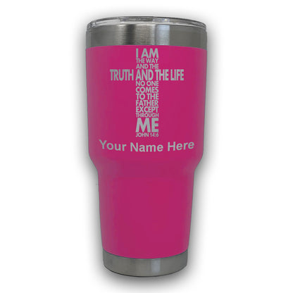 LaserGram 30oz Tumbler Mug, Bible Verse John 14-6, Personalized Engraving Included