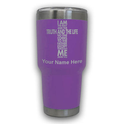 LaserGram 30oz Tumbler Mug, Bible Verse John 14-6, Personalized Engraving Included