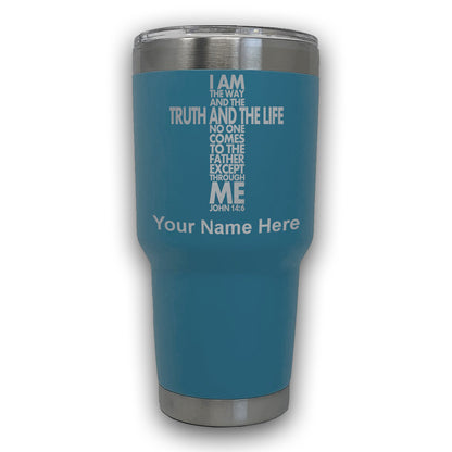 LaserGram 30oz Tumbler Mug, Bible Verse John 14-6, Personalized Engraving Included