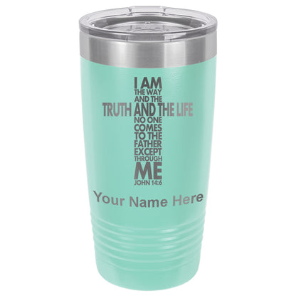 20oz Vacuum Insulated Tumbler Mug, Bible Verse John 14-6, Personalized Engraving Included