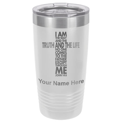20oz Vacuum Insulated Tumbler Mug, Bible Verse John 14-6, Personalized Engraving Included