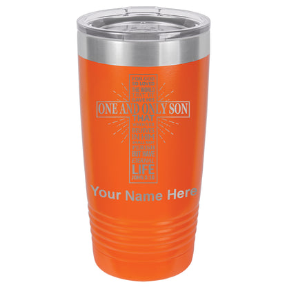 20oz Vacuum Insulated Tumbler Mug, Bible Verse John 3-16, Personalized Engraving Included