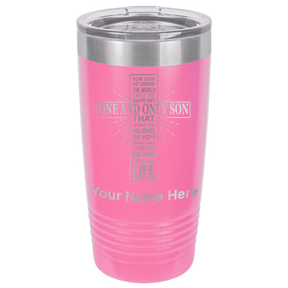 20oz Vacuum Insulated Tumbler Mug, Bible Verse John 3-16, Personalized Engraving Included