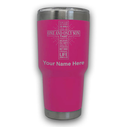 LaserGram 30oz Tumbler Mug, Bible Verse John 3-16, Personalized Engraving Included
