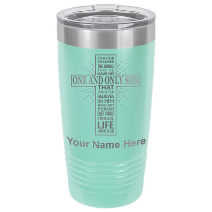 20oz Vacuum Insulated Tumbler Mug, Bible Verse John 3-16, Personalized Engraving Included