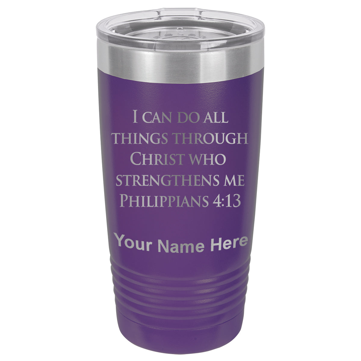 20oz Vacuum Insulated Tumbler Mug, Bible Verse Philippians 4-13, Personalized Engraving Included