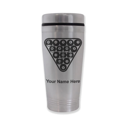 Commuter Travel Mug, Billiard Balls, Personalized Engraving Included