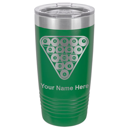 20oz Vacuum Insulated Tumbler Mug, Billiard Balls, Personalized Engraving Included