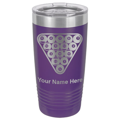 20oz Vacuum Insulated Tumbler Mug, Billiard Balls, Personalized Engraving Included