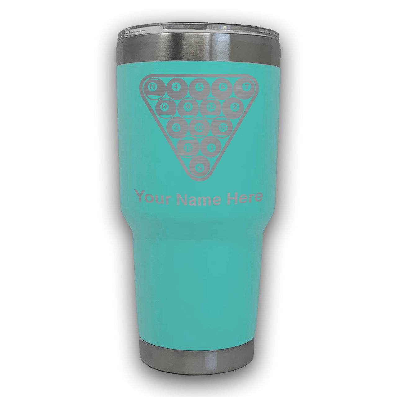 LaserGram 30oz Tumbler Mug, Billiard Balls, Personalized Engraving Included