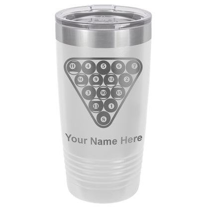 20oz Vacuum Insulated Tumbler Mug, Billiard Balls, Personalized Engraving Included