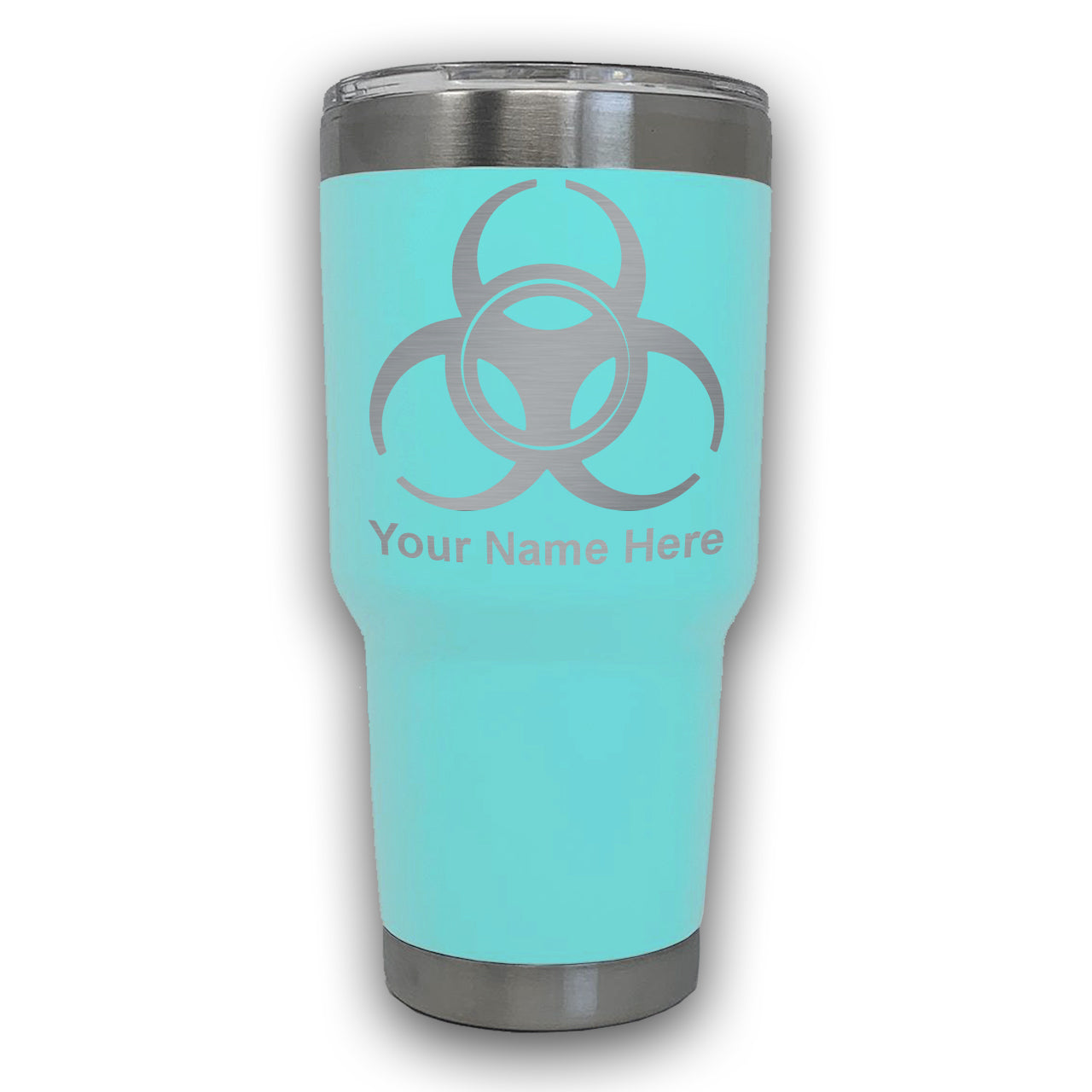 LaserGram 30oz Tumbler Mug, Biohazard Symbol, Personalized Engraving Included