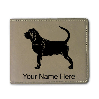 Faux Leather Bi-Fold Wallet, Bloodhound Dog, Personalized Engraving Included