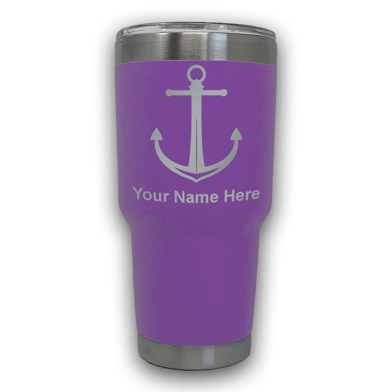 LaserGram 30oz Tumbler Mug, Boat Anchor, Personalized Engraving Included