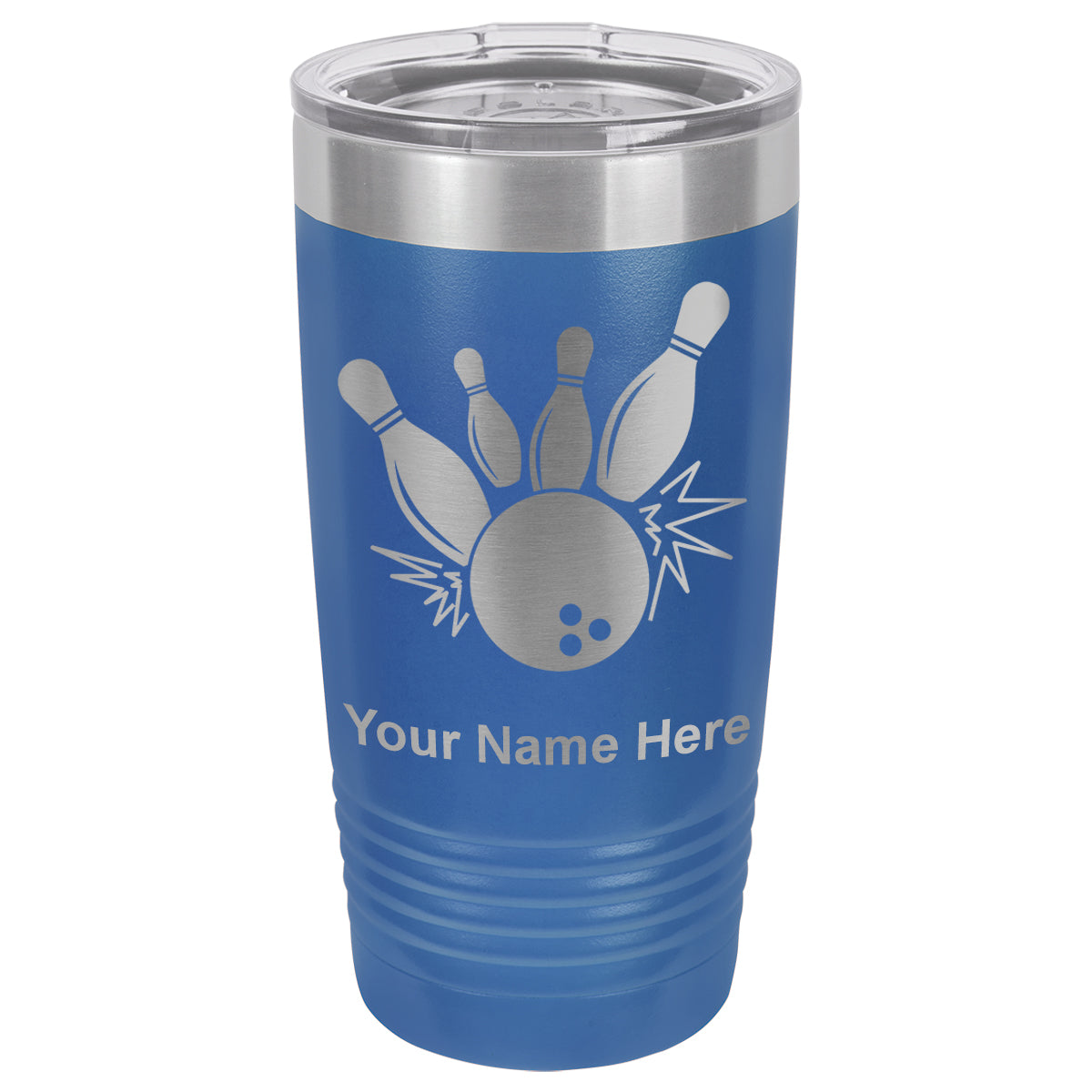 20oz Vacuum Insulated Tumbler Mug, Bowling Ball and Pins, Personalized Engraving Included
