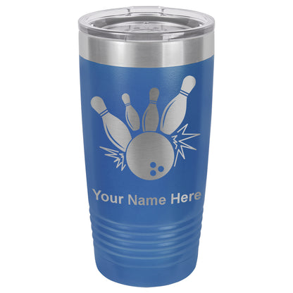20oz Vacuum Insulated Tumbler Mug, Bowling Ball and Pins, Personalized Engraving Included