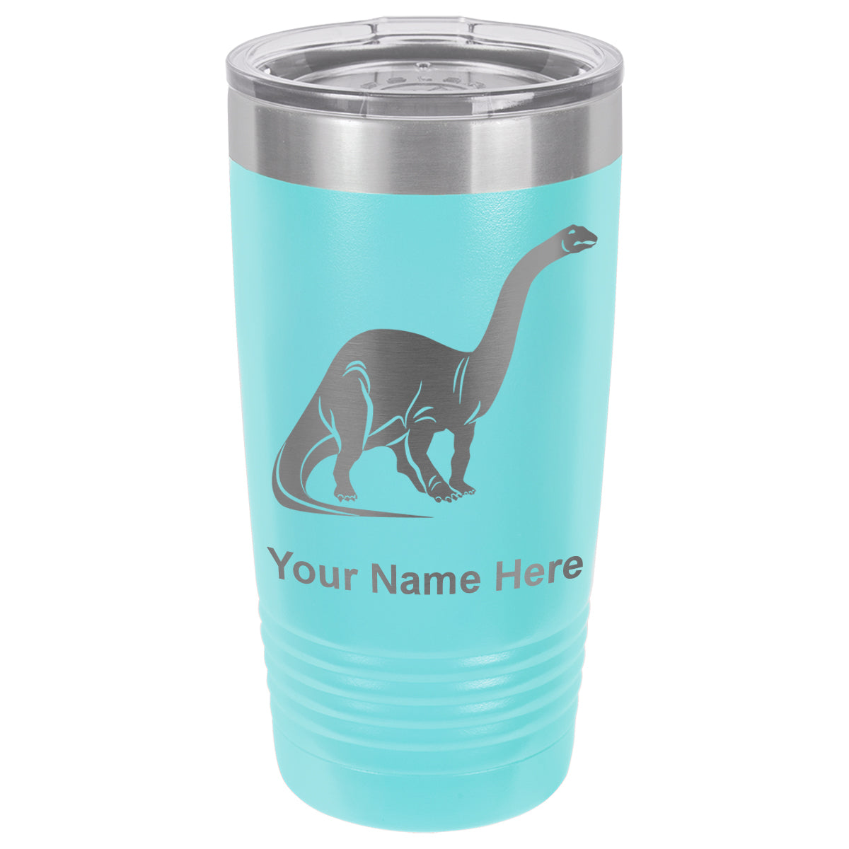 20oz Vacuum Insulated Tumbler Mug, Brontosaurus Dinosaur, Personalized Engraving Included