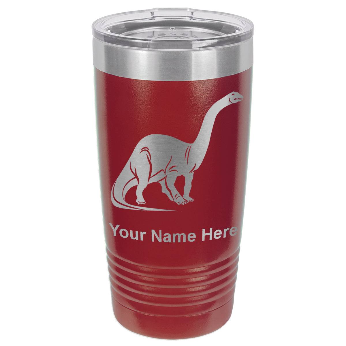 20oz Vacuum Insulated Tumbler Mug, Brontosaurus Dinosaur, Personalized Engraving Included