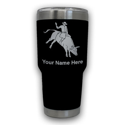 LaserGram 30oz Tumbler Mug, Bull Rider Cowboy, Personalized Engraving Included