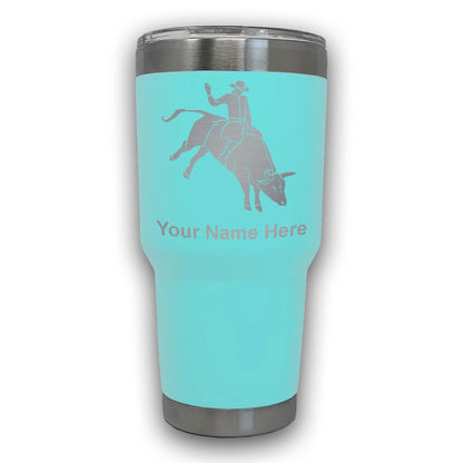 LaserGram 30oz Tumbler Mug, Bull Rider Cowboy, Personalized Engraving Included