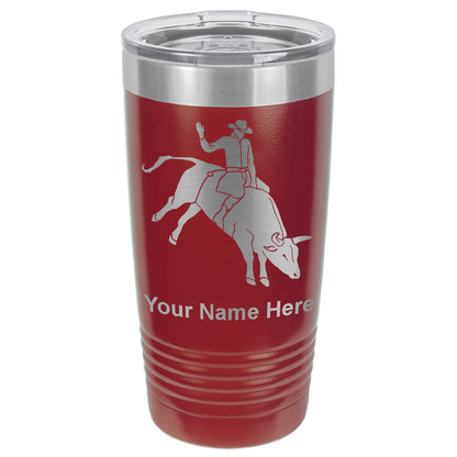 20oz Vacuum Insulated Tumbler Mug, Bull Rider Cowboy, Personalized Engraving Included