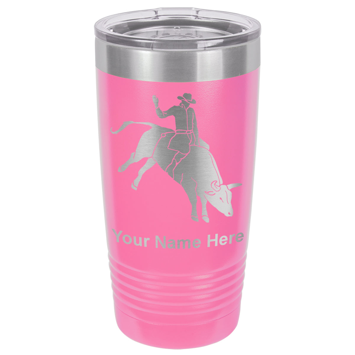 20oz Vacuum Insulated Tumbler Mug, Bull Rider Cowboy, Personalized Engraving Included