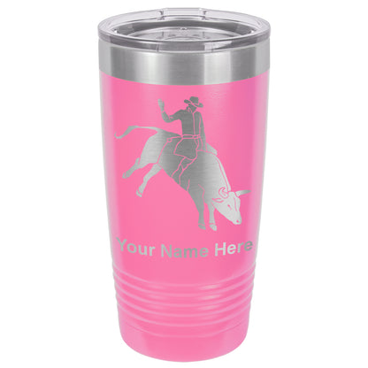 20oz Vacuum Insulated Tumbler Mug, Bull Rider Cowboy, Personalized Engraving Included