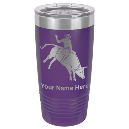 20oz Vacuum Insulated Tumbler Mug, Bull Rider Cowboy, Personalized Engraving Included