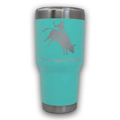 LaserGram 30oz Tumbler Mug, Bull Rider Cowboy, Personalized Engraving Included