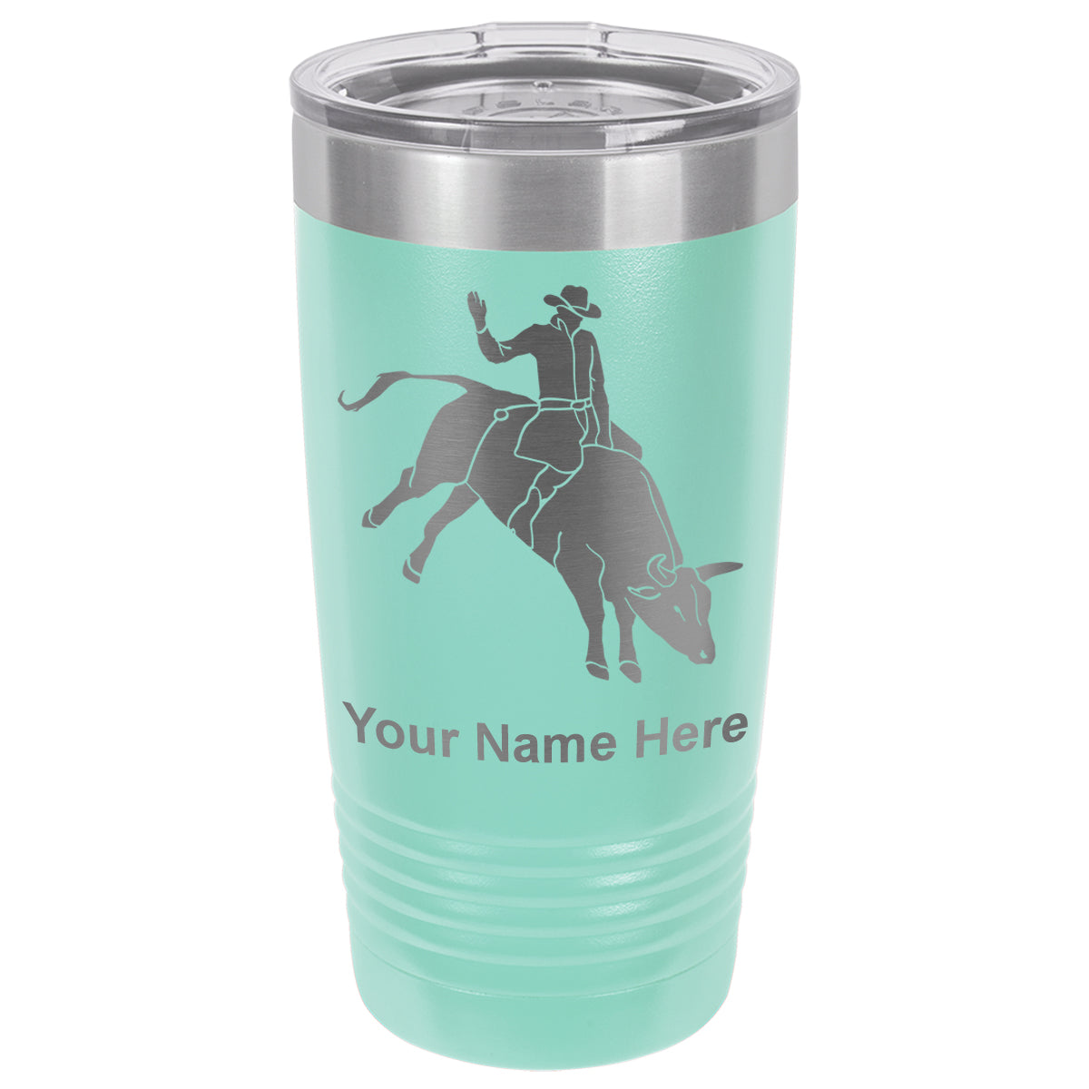 20oz Vacuum Insulated Tumbler Mug, Bull Rider Cowboy, Personalized Engraving Included