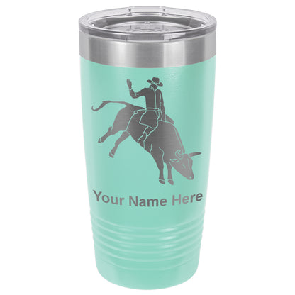 20oz Vacuum Insulated Tumbler Mug, Bull Rider Cowboy, Personalized Engraving Included