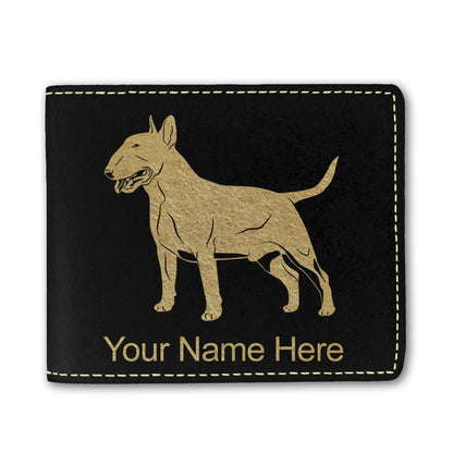 Faux Leather Bi-Fold Wallet, Bull Terrier Dog, Personalized Engraving Included