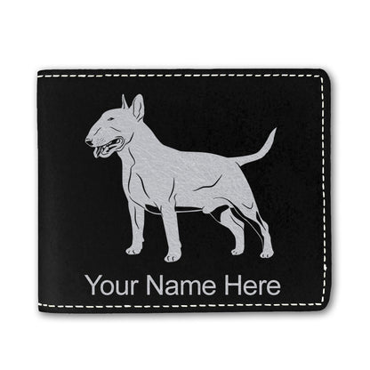 Faux Leather Bi-Fold Wallet, Bull Terrier Dog, Personalized Engraving Included