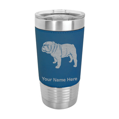 20oz Faux Leather Tumbler Mug, Bulldog Dog, Personalized Engraving Included - LaserGram Custom Engraved Gifts