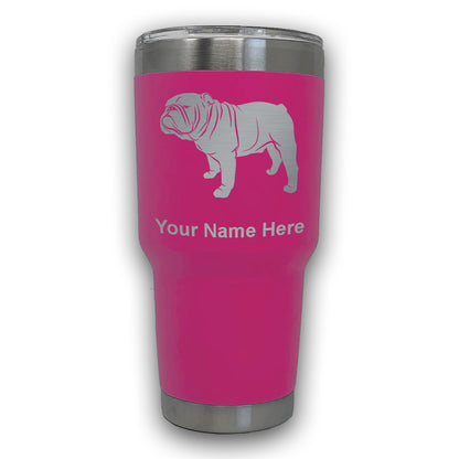 LaserGram 30oz Tumbler Mug, Bulldog Dog, Personalized Engraving Included