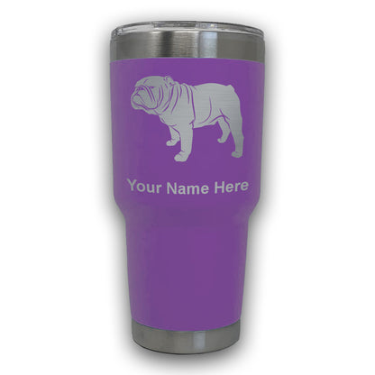 LaserGram 30oz Tumbler Mug, Bulldog Dog, Personalized Engraving Included