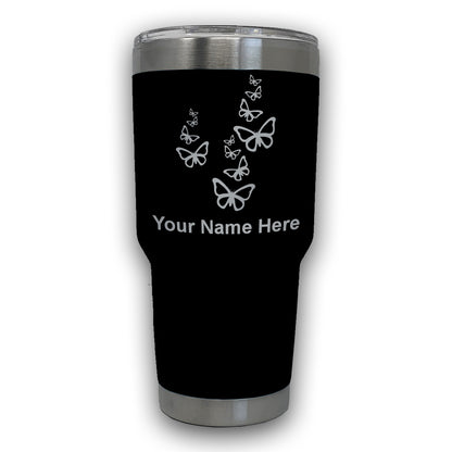 LaserGram 30oz Tumbler Mug, Butterflies, Personalized Engraving Included