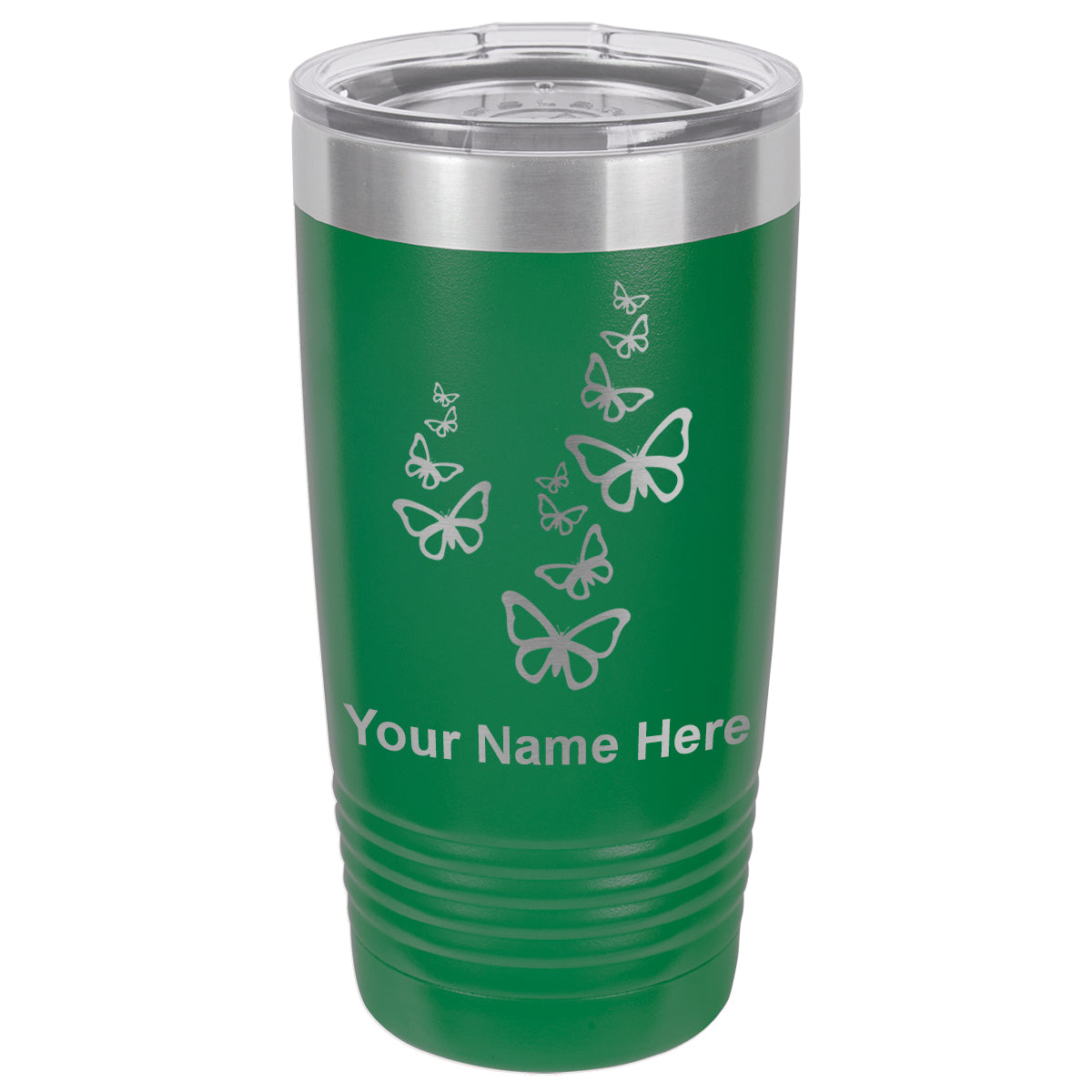 20oz Vacuum Insulated Tumbler Mug, Butterflies, Personalized Engraving Included