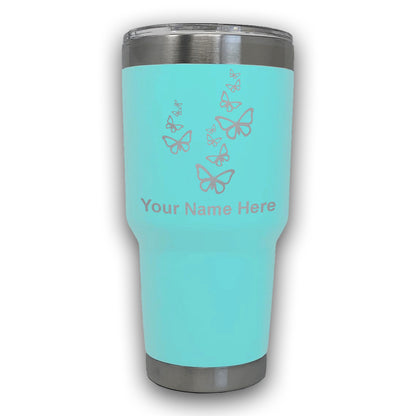 LaserGram 30oz Tumbler Mug, Butterflies, Personalized Engraving Included