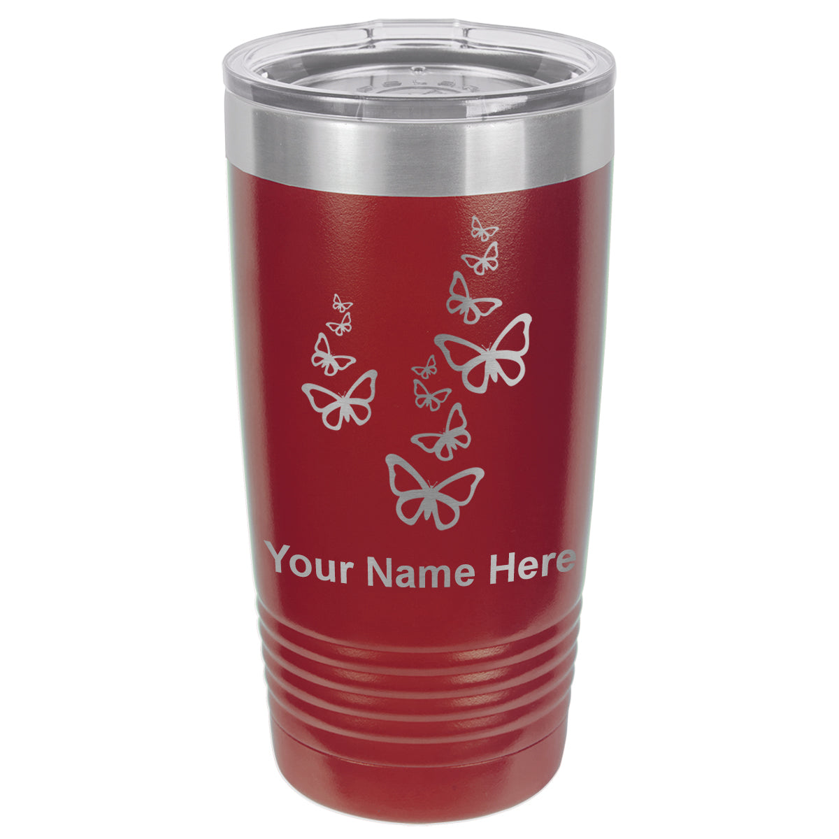 20oz Vacuum Insulated Tumbler Mug, Butterflies, Personalized Engraving Included