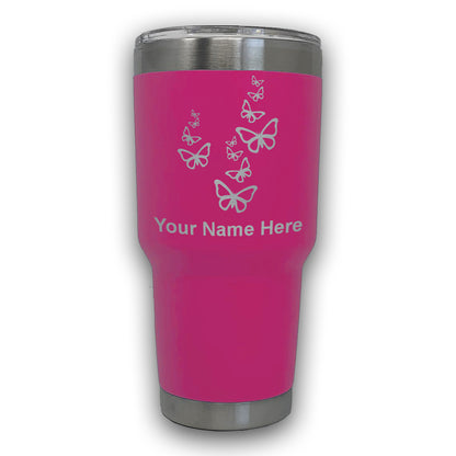 LaserGram 30oz Tumbler Mug, Butterflies, Personalized Engraving Included