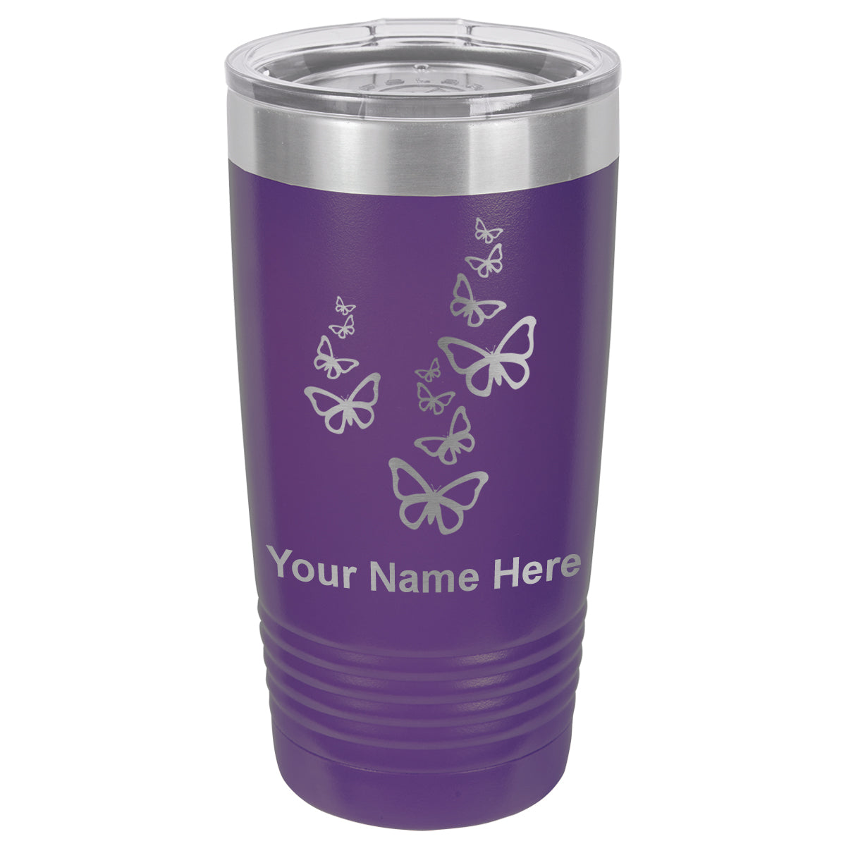 20oz Vacuum Insulated Tumbler Mug, Butterflies, Personalized Engraving Included