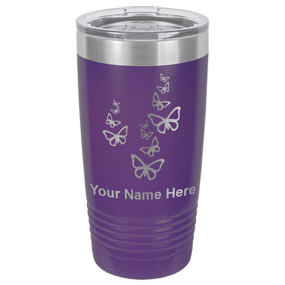20oz Vacuum Insulated Tumbler Mug, Butterflies, Personalized Engraving Included