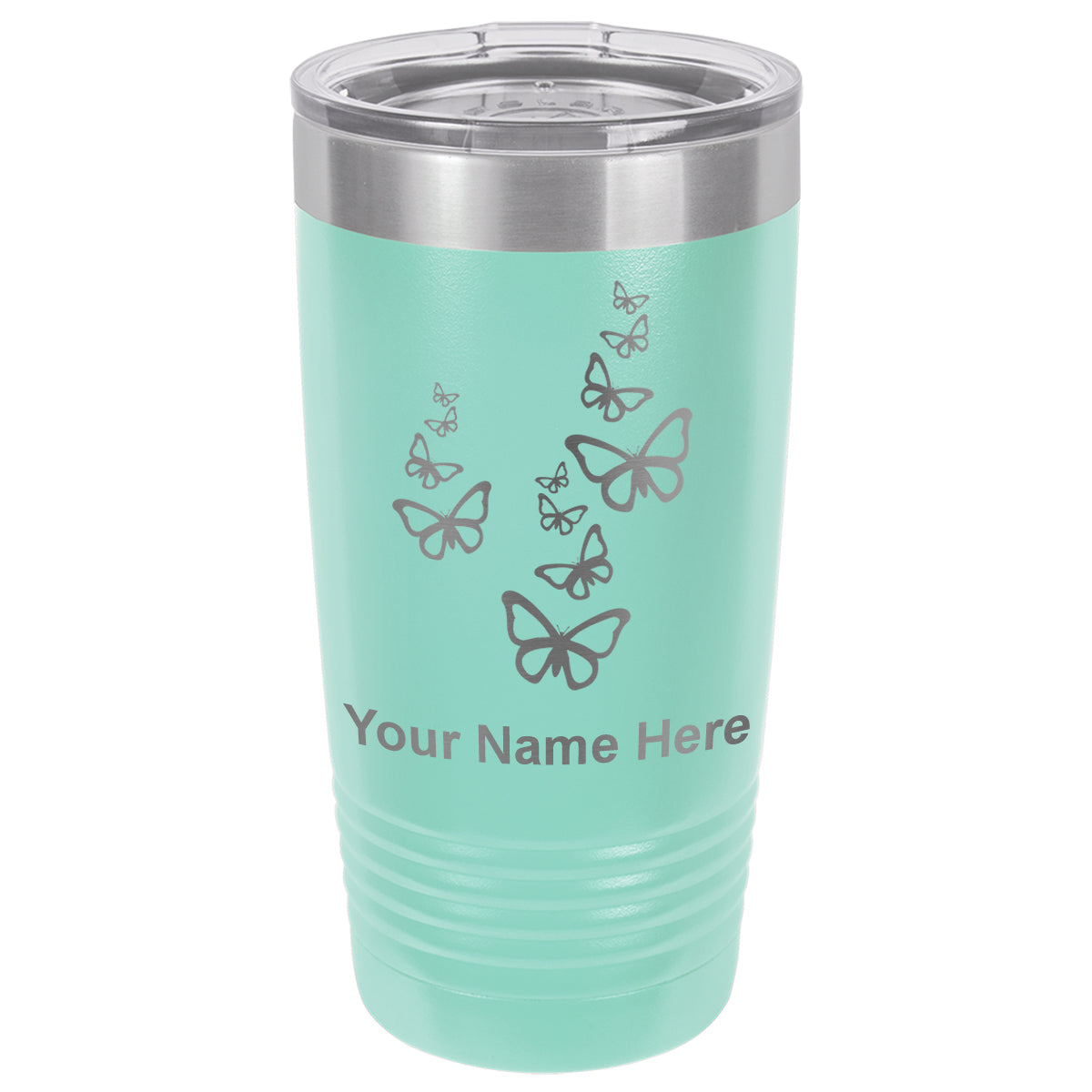 20oz Vacuum Insulated Tumbler Mug, Butterflies, Personalized Engraving Included