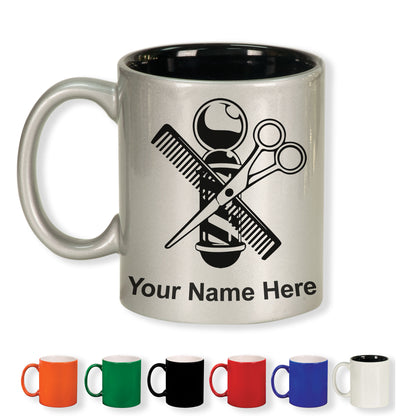 11oz Round Ceramic Coffee Mug, Barber Shop Pole, Personalized Engraving Included