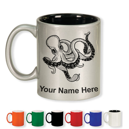 11oz Round Ceramic Coffee Mug, Kraken, Personalized Engraving Included