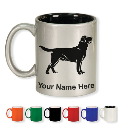 11oz Round Ceramic Coffee Mug, Labrador Retriever Dog, Personalized Engraving Included