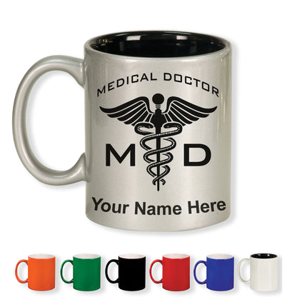 11oz Round Ceramic Coffee Mug, MD Medical Doctor, Personalized Engraving Included