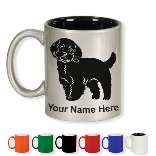11oz Round Ceramic Coffee Mug, Maltese Dog, Personalized Engraving Included